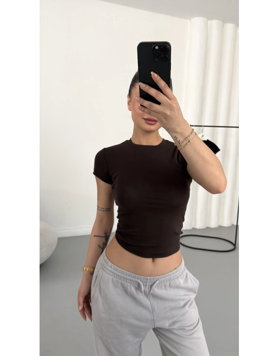 Aria Basic Crop - Kahve