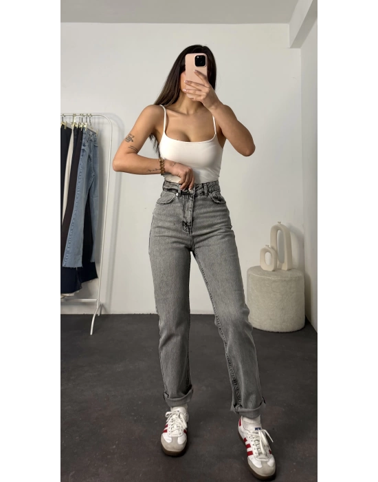 Aria Boyfit Mom Jean - Gri