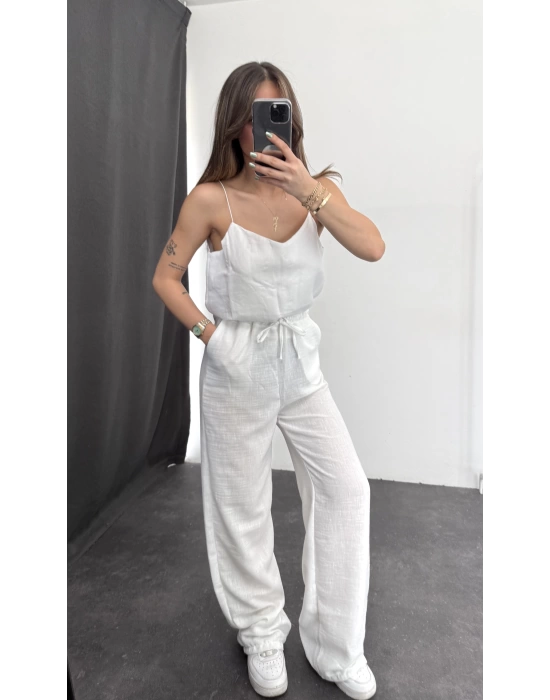 Arianna Keten Pantolon - Beyaz