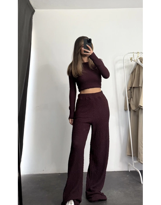 Ariel Basic Crop Takım - Bordo