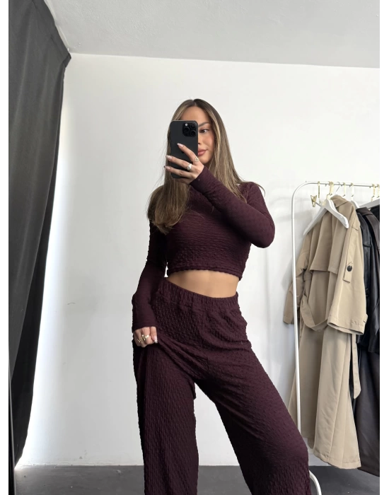 Ariel Basic Crop Takım - Bordo