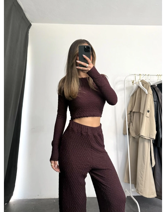 Ariel Basic Crop Takım - Bordo