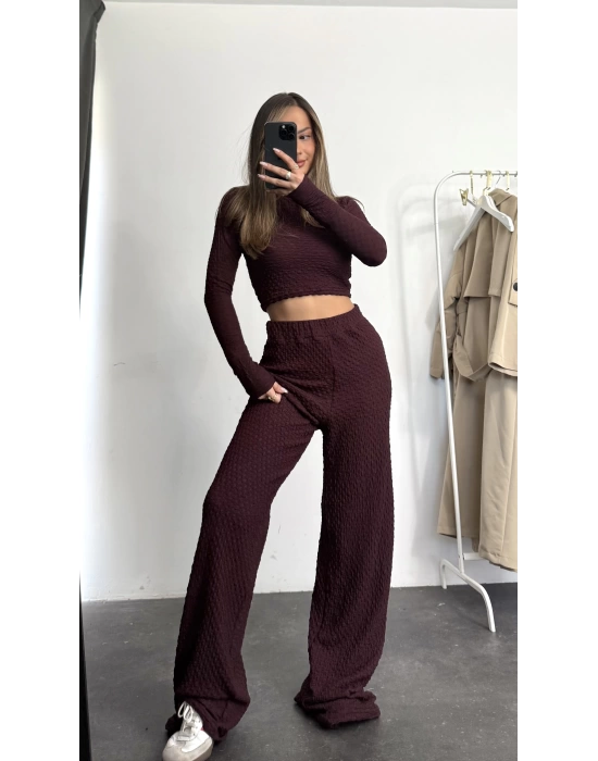 Ariel Basic Crop Takım - Bordo