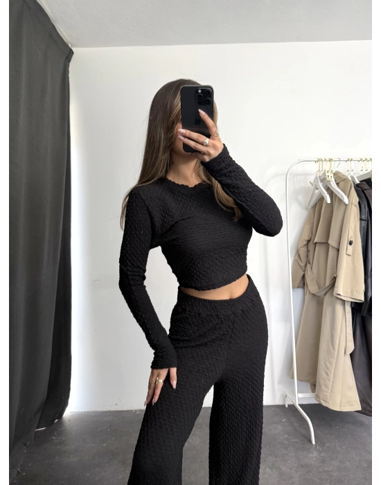 Ariel Basic Crop Takım - Siyah