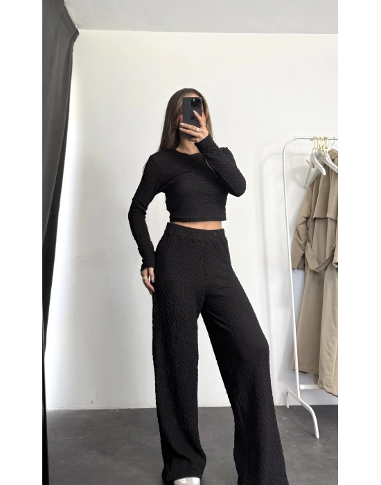 Ariel Basic Crop Takım - Siyah