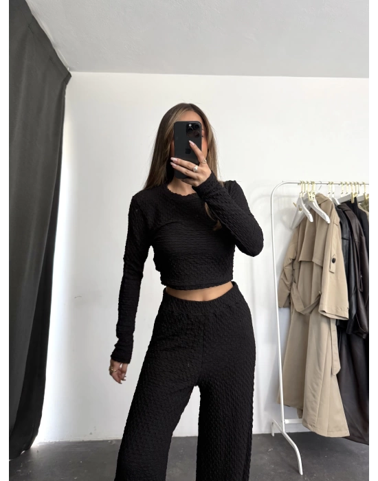 Ariel Basic Crop Takım - Siyah