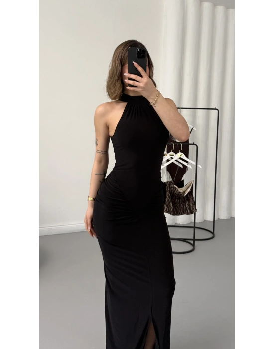Avery Halter Yaka Elbise - Siyah