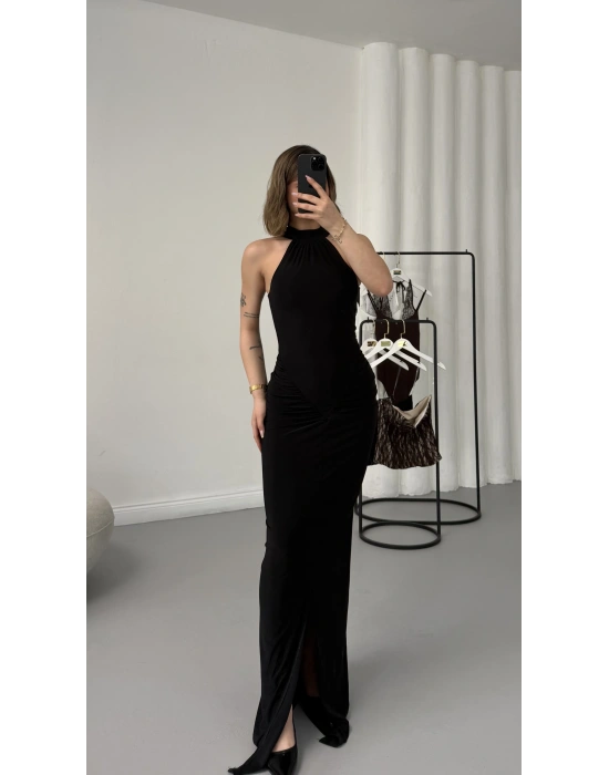 Avery Halter Yaka Elbise - Siyah