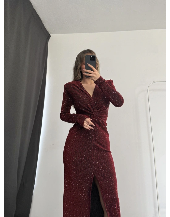 Avril Taşlı Elbise - Bordo
