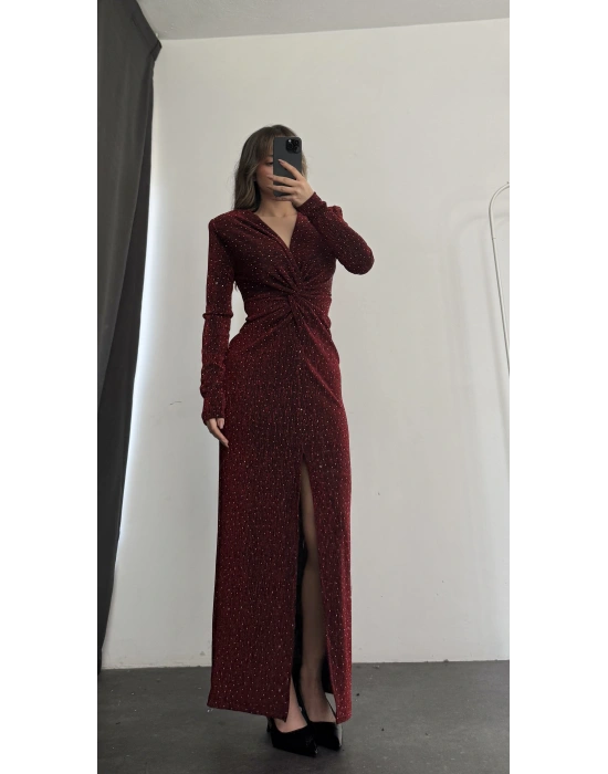 Avril Taşlı Elbise - Bordo