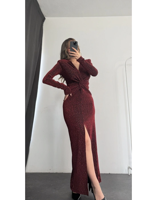Avril Taşlı Elbise - Bordo
