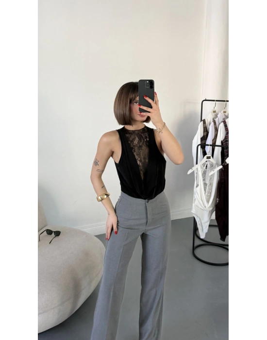 Baby Dantel Detay Bodysuit - Siyah