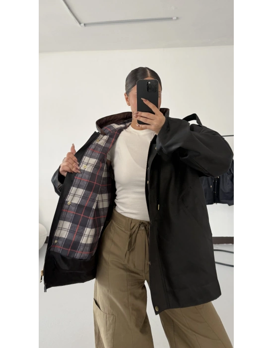 Barbour Kapişonlu Ceket - Siyah
