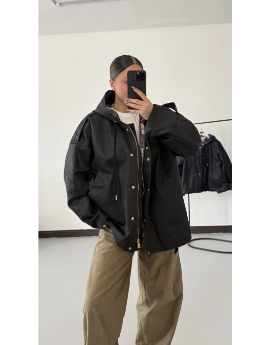 Barbour Kapişonlu Ceket - Siyah