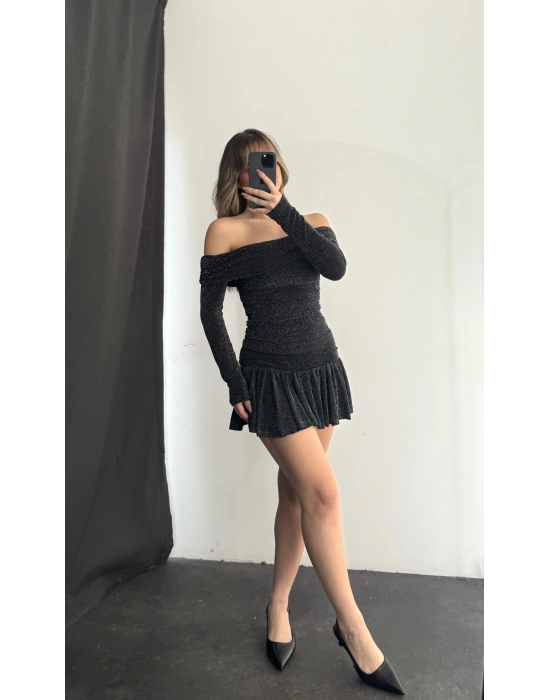 Becky Drapeli Etek Takım - Siyah