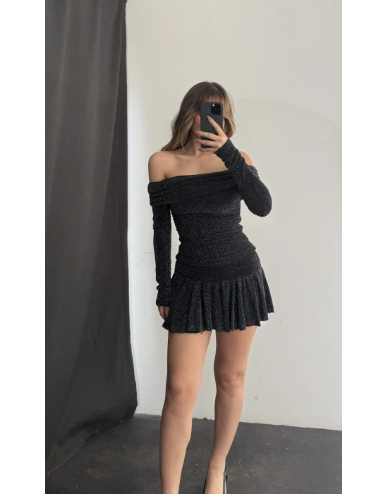 Becky Drapeli Etek Takım - Siyah