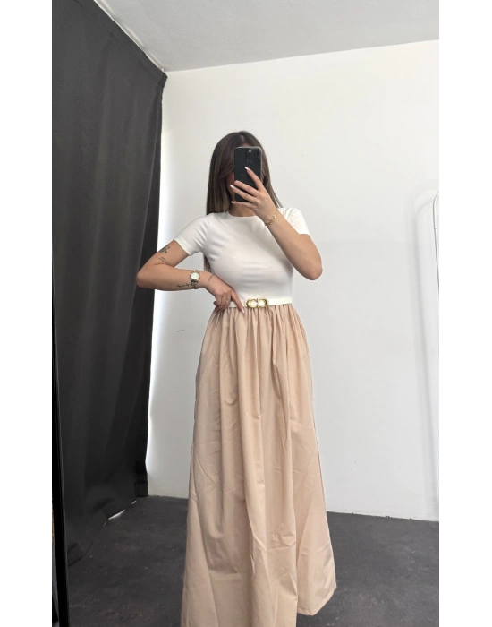 Belinda Maxi Elbise - Bej