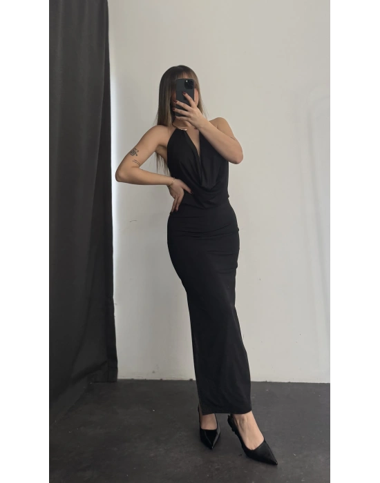 Bella Aksesuar Detay Elbise - Siyah