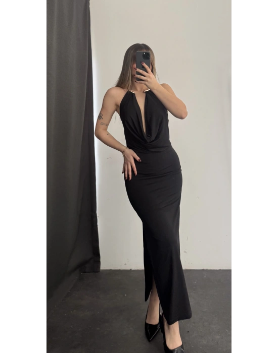 Bella Aksesuar Detay Elbise - Siyah