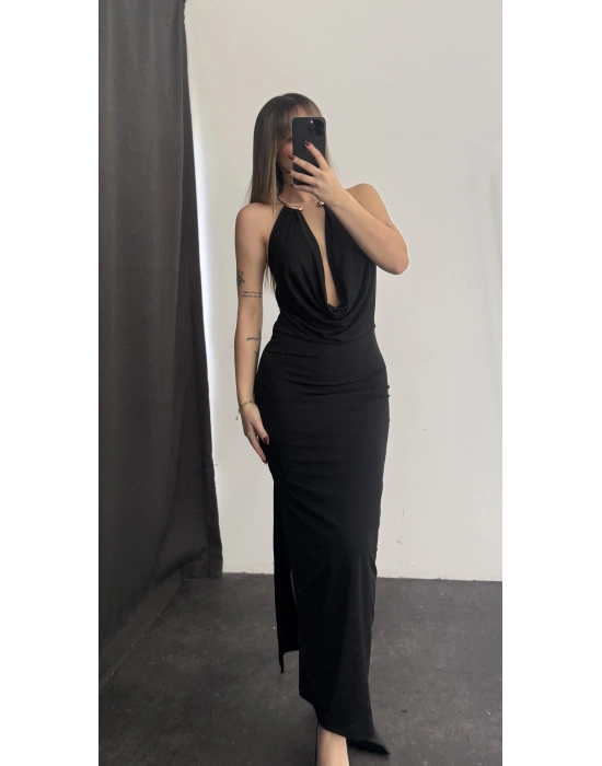 Bella Aksesuar Detay Elbise - Siyah