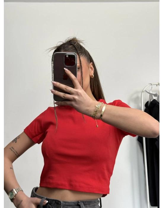 Bella Basic Crop - Kırmızı