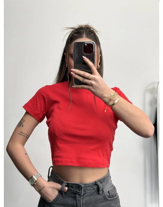Bella Basic Crop - Kırmızı