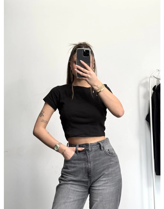 Bella Basic Crop - Siyah