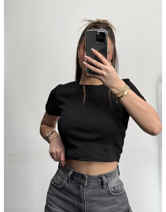 Bella Basic Crop - Siyah