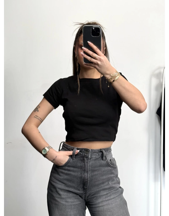Bella Basic Crop - Siyah