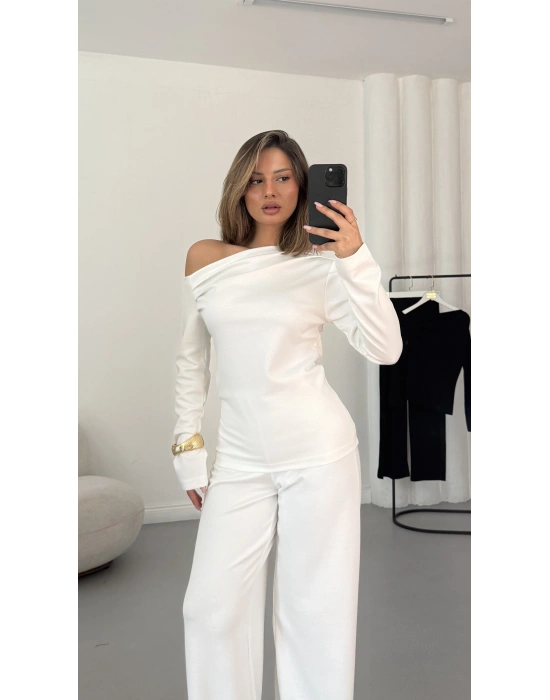 Bella Kayık Yaka Takım - Beyaz