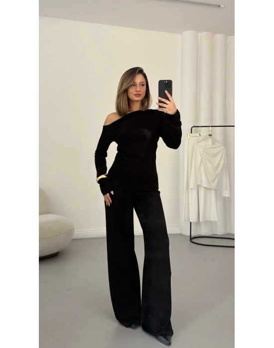 Bella Kayık Yaka Takım - Siyah