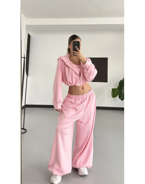 Belma Stoperli Üçlü Takım - Pembe