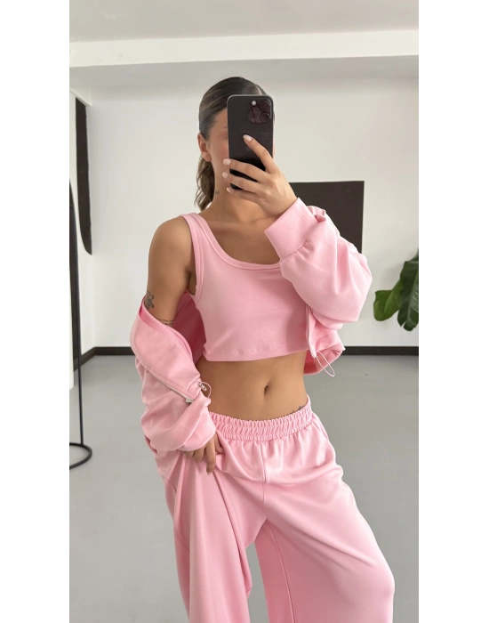 Belma Stoperli Üçlü Takım - Pembe
