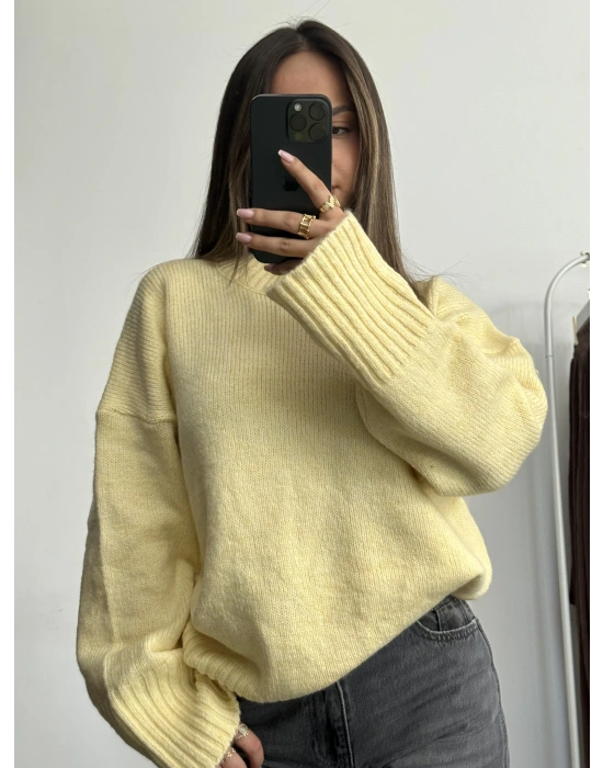 Berry Oversize Triko Kazak - Sarı