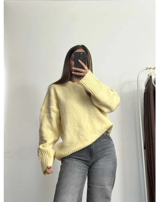 Berry Oversize Triko Kazak - Sarı