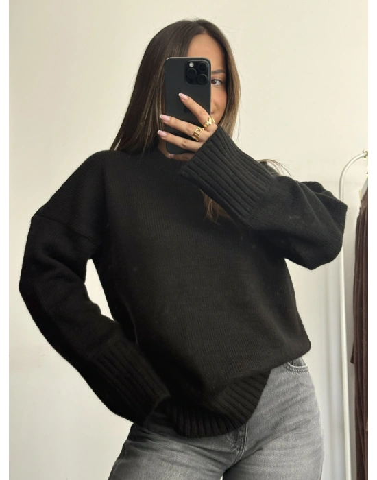 Berry Oversize Triko Kazak - Siyah
