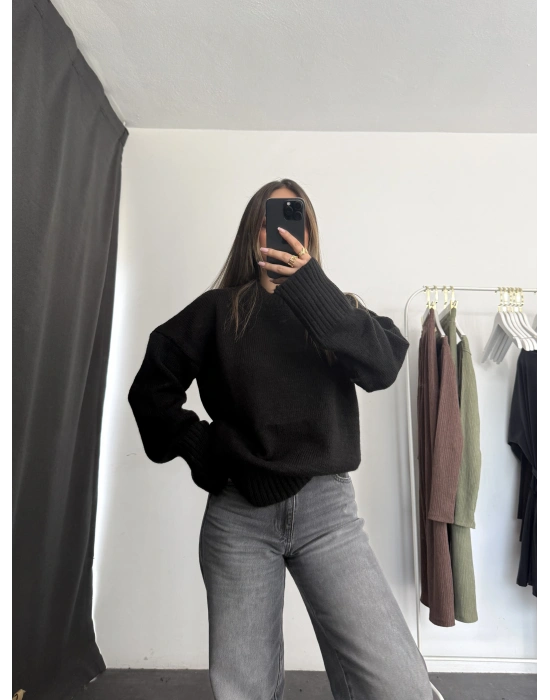 Berry Oversize Triko Kazak - Siyah