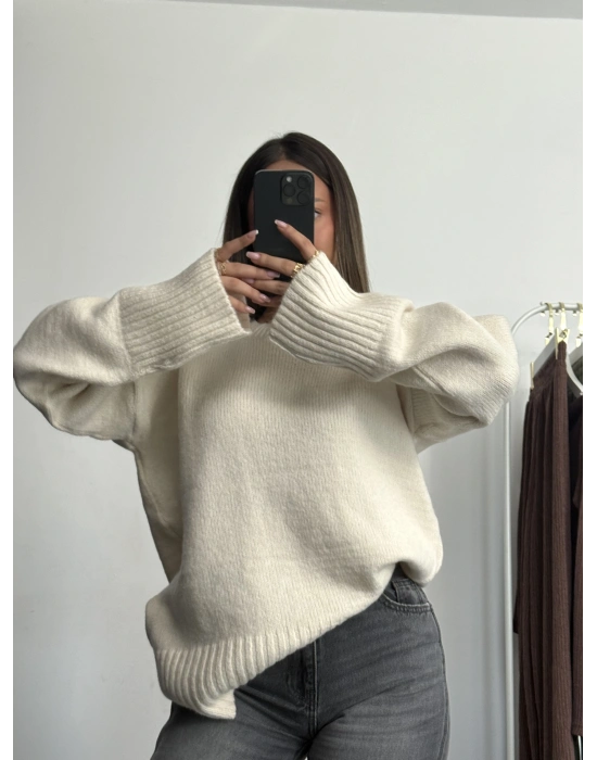Berry Oversize Triko Kazak - Taş