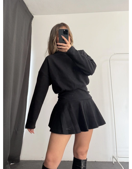 Blair Drapeli Mini Elbise - Siyah