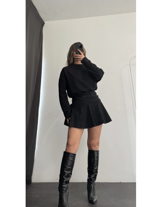 Blair Drapeli Mini Elbise - Siyah