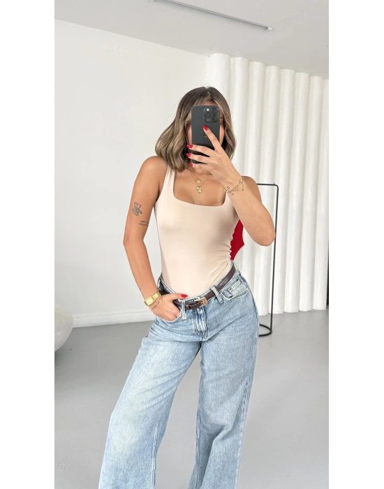 Bonne Kare Yaka Bodysuit - Bej