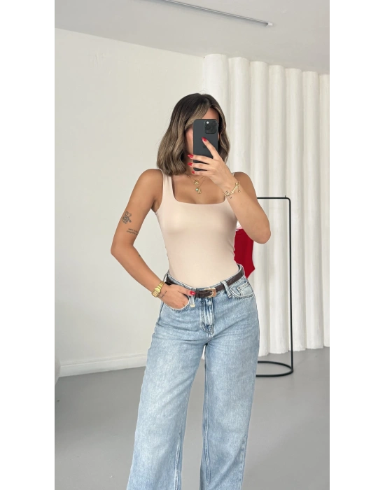 Bonne Kare Yaka Bodysuit - Bej