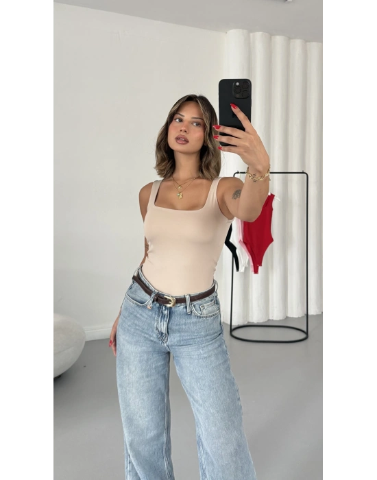 Bonne Kare Yaka Bodysuit - Bej