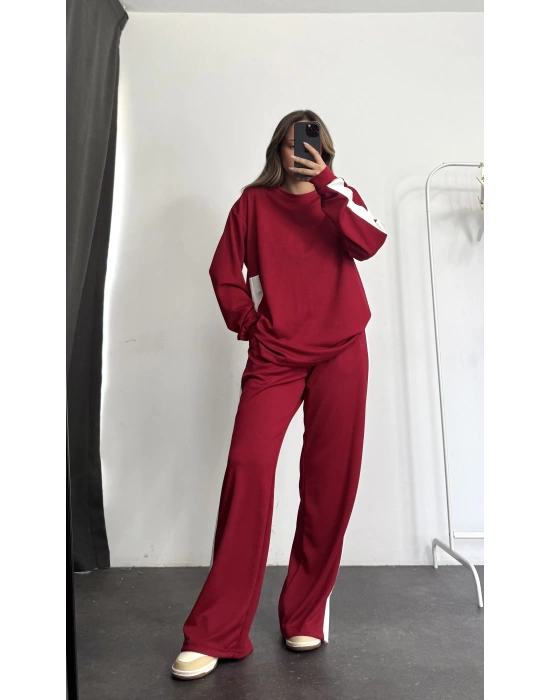 Bonnie Şeritli Takım - Bordo