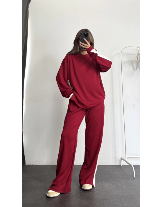 Bonnie Şeritli Takım - Bordo