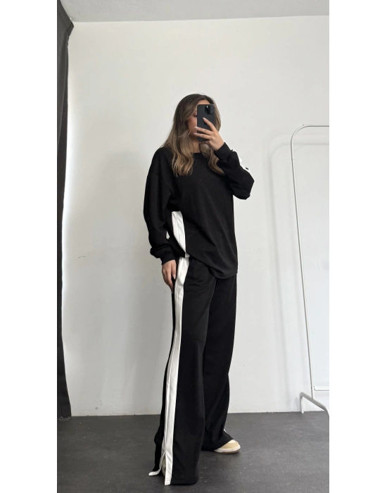 Bonnie Şeritli Takım - Siyah