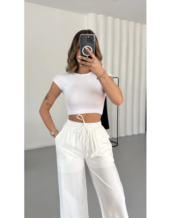 Britney Keten Pantolon - Beyaz