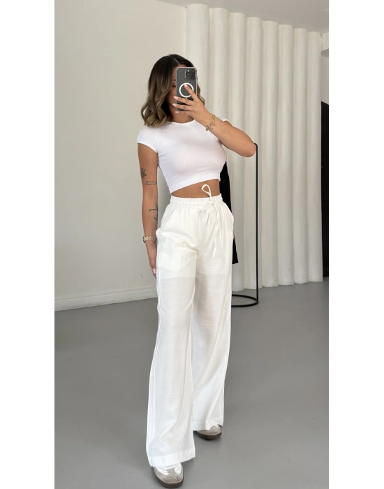 Britney Keten Pantolon - Beyaz