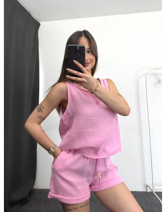 Brook Keten Takım -Pembe