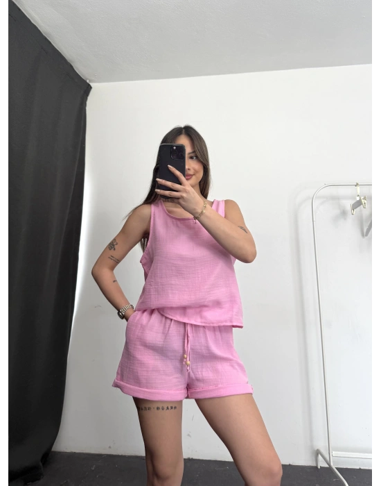 Brook Keten Takım -Pembe